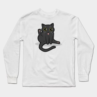 Funny Black Cat Licking Butt Long Sleeve T-Shirt